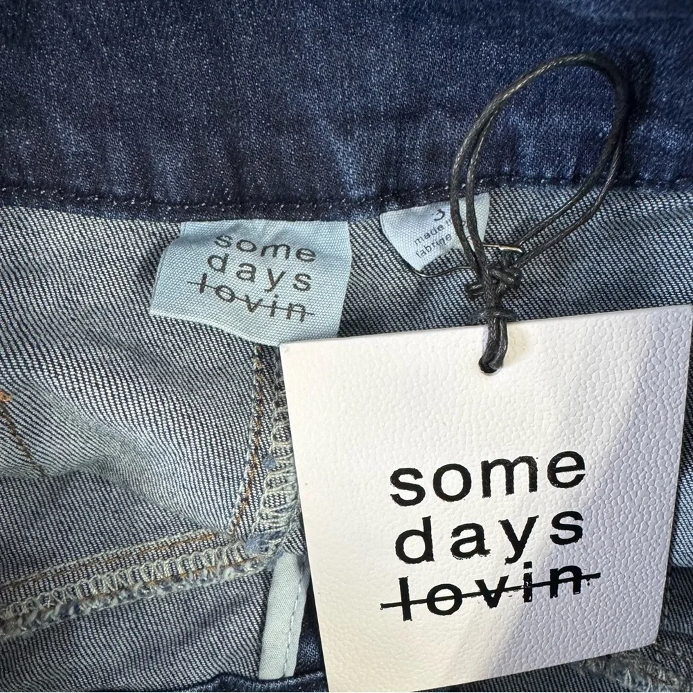 Some Days Lovin Orion High Waist Flare Jeans Fringed Dark Wash Tie Belt